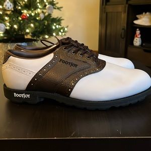 Foot Joy Greenjoys Men's Golf Shoes Oxford Style Size 11W White and Brown